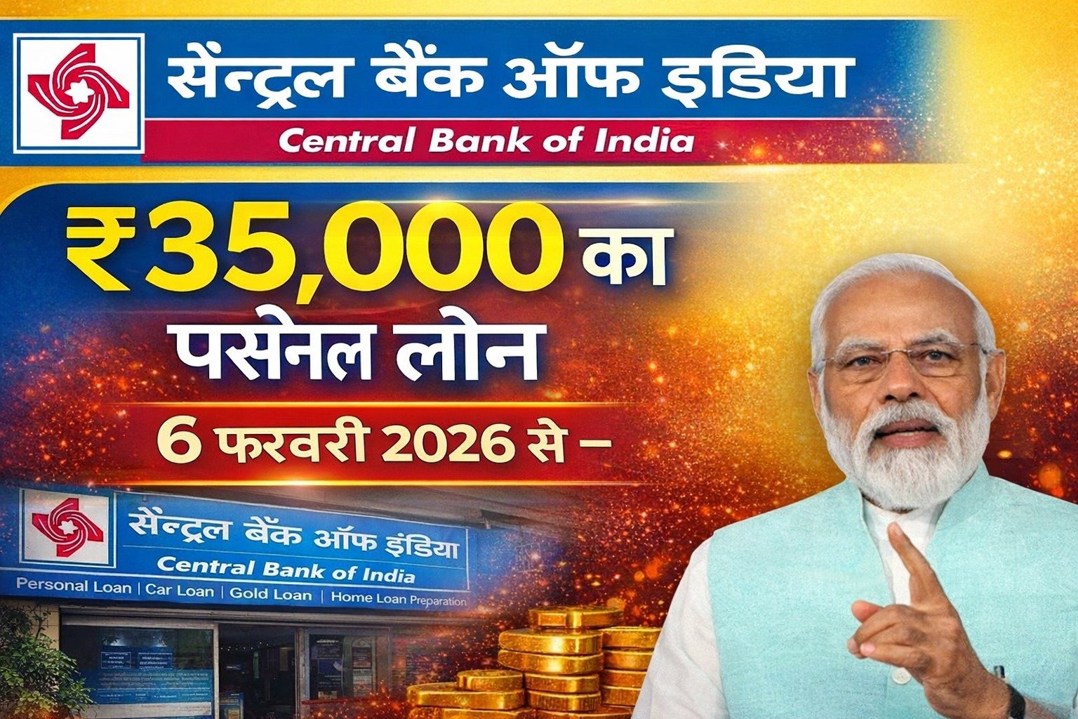 सेंट्रल बैंक ऑफ इंडिया पर्सनल लोन 2026 ₹35,000 का छोटा और अर्जेंट लोन — Instant Approval